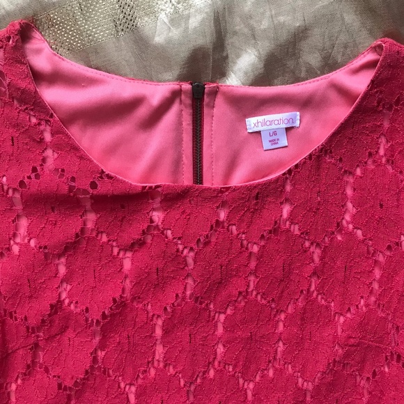 WORN ONCE!  Xhilaration Pink Floral Lace Dress - Picture 2 of 4